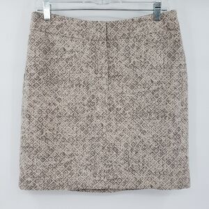 LOFT 100% Linen Tan Brown Floral Skirt